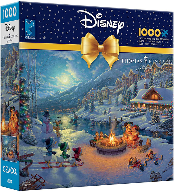 Ceaco - Mickey and Minnie Christmas Lodge by Thomas Kinkade Jigsaw Puzzle (1000 Pieces)