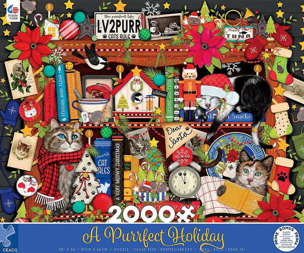 Ceaco - Christmas Cats by Thomas Kinkade Jigsaw Puzzle (2000 Pieces)