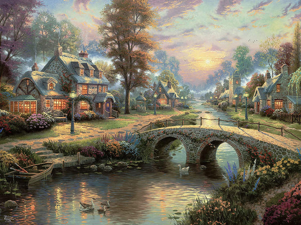 Ceaco - Thomas Kinkade 8 in 1 Multipack Jigsaw Puzzle Bundle Set - (2) Round 300, (4) 550, (1) 750, (1) 1000 Pieces, Kids and Adults