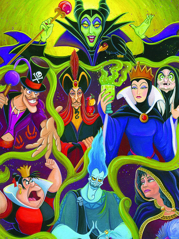 Ceaco - Disney Villains 5 in 1 Multipack Jigsaw Puzzle Bundle Set, (2) 300 Piece, (2) 500 Piece, (1) 750 Piece, Kids and Adults