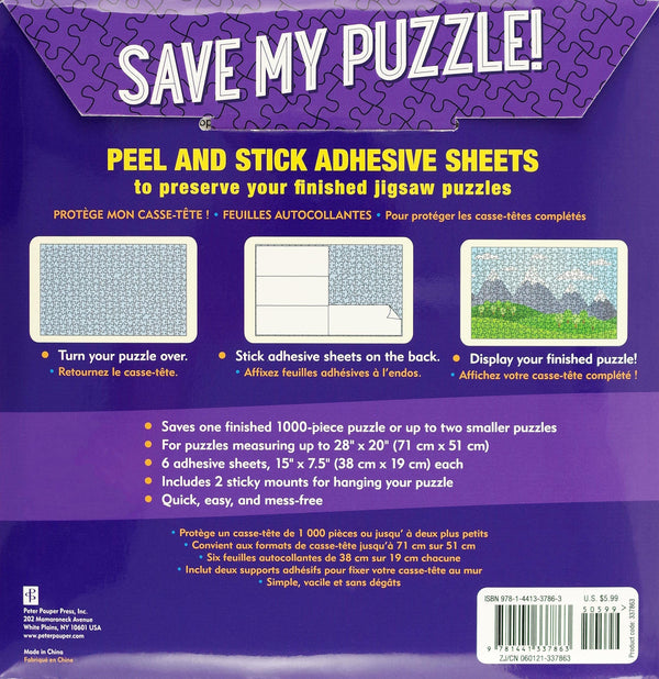 Peter Pauper Press - Save My Puzzle! Peel and Stick Adhesive Sheets