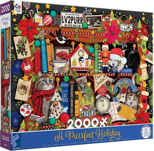 Ceaco - Christmas Cats by Thomas Kinkade Jigsaw Puzzle (2000 Pieces)