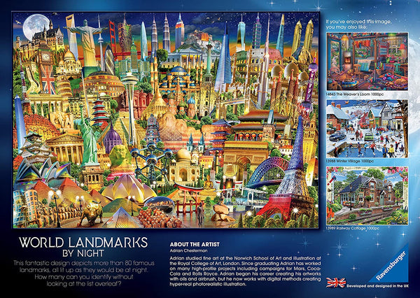 Ravensburger - Adrian Chesterman - World Landmarks by Night Jigsaw Puzzle (1000 pieces) 19843
