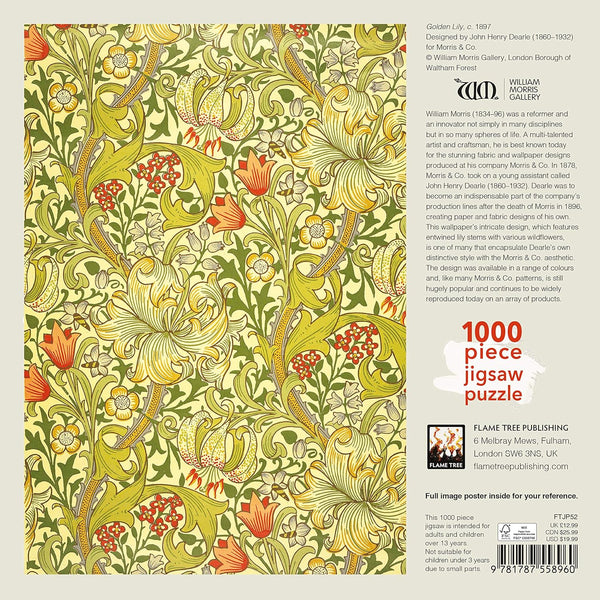 Flame Tree Studio - Golden Lily by William Morris Jigsaw Puzzle (1000 Pieces)