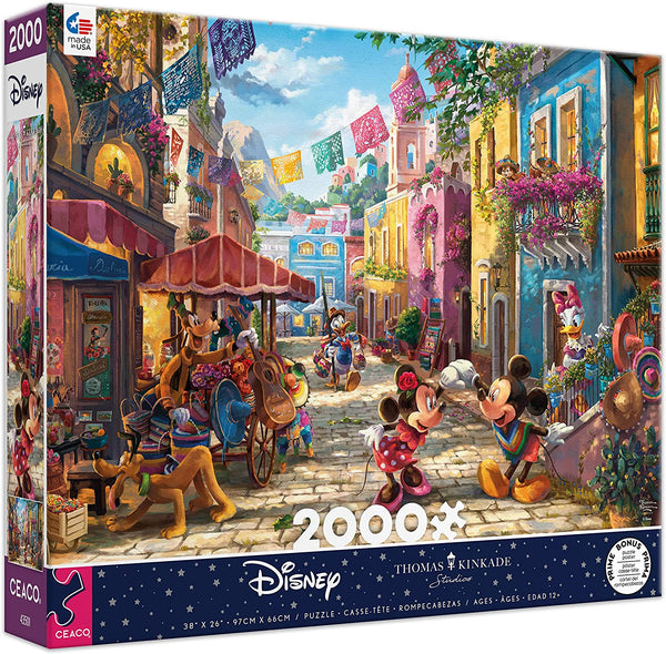 Ceaco - Thomas Kinkade - Disney Dreams Collection - Mickey and Minnie in Mexico - 2000 Piece Jigsaw Puzzle, Multicolor (3504-4)