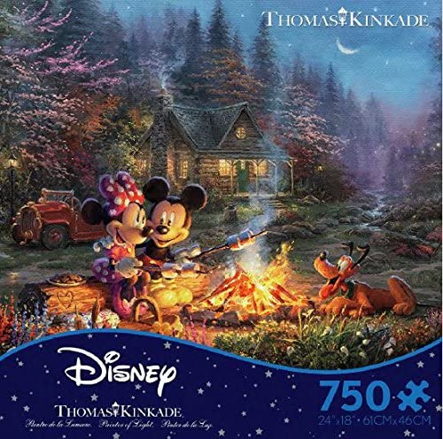 Ceaco Thomas Kinkade Disney Collection Mickey and Minnie Sweetheart Fire Jigsaw Puzzle (750 Piece)