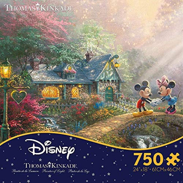 Ceaco Thomas Kinkade the Disney Collection-Mickey and Minnie Sweetheart Bridge Jigsaw Puzzle (750 Piece)