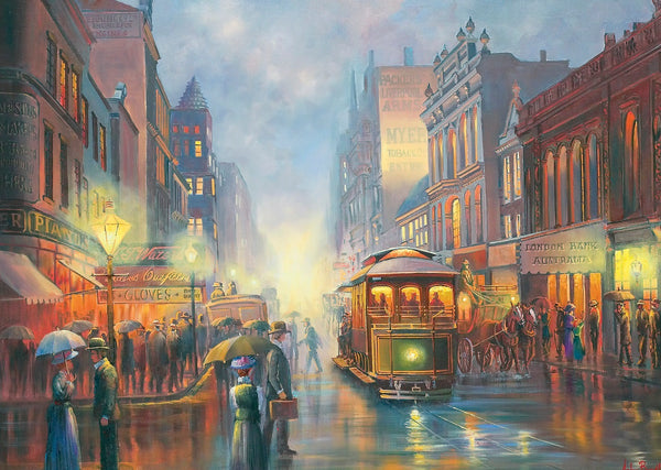 Blue Opal - John Bradley - Trams in Gaslight Jigsaw Puzzle (1000 pieces)