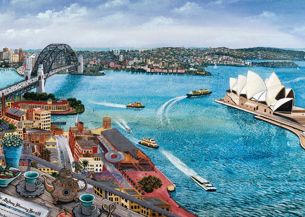 Blue Opal - Sarina Tomchin - Tea & Papers Jigsaw Puzzle (1000 pieces)