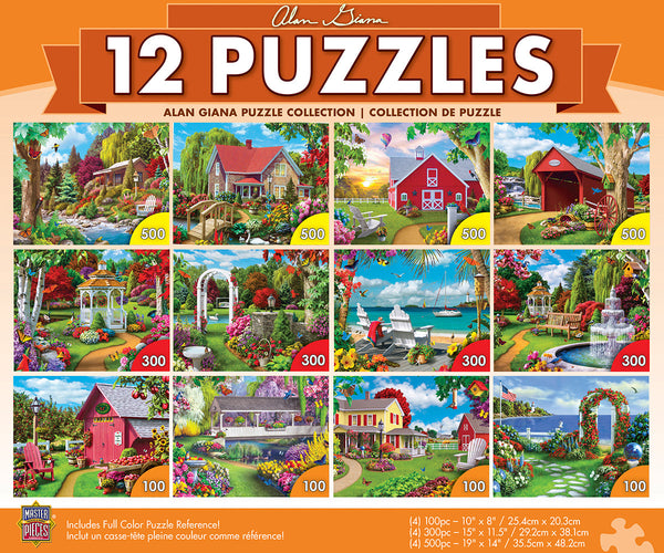Masterpieces Puzzle 12 Pack Alan Giana 12 Pack Bundle Puzzles (100 x4, 300 x4 & 500 x4)