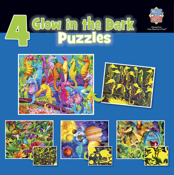 Masterpieces Puzzle 4 Pack Glow in the Dark Blue Puzzle 100 pieces