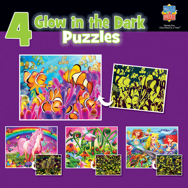 Masterpieces - 4 Pack Glow in the Dark Purple Jigsaw Puzzle (100 Pieces)