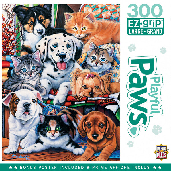 Masterpieces Puzzle Playful Paws Hide and Seek Ez Grip Puzzle 300 pieces