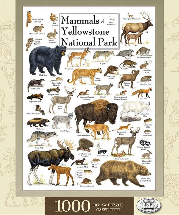 Masterpieces Puzzle Poster Art Mammals of Yellowstone National Park Puzzle 1,000 pieces