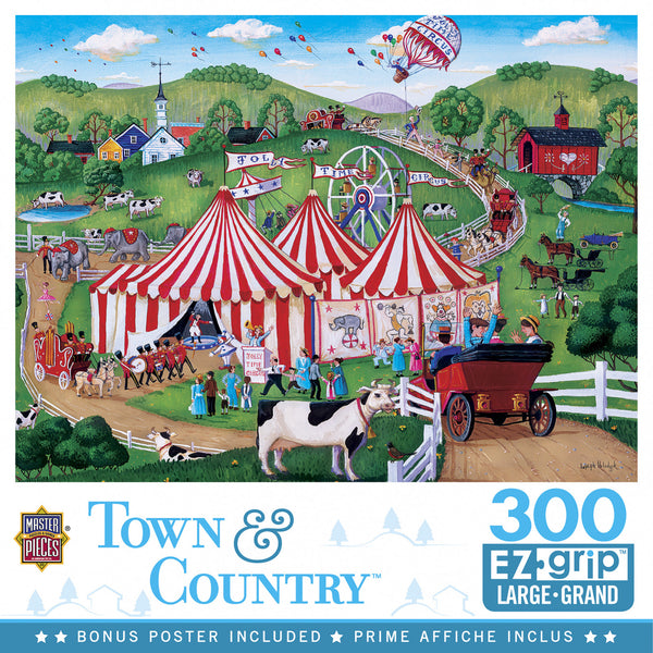 Masterpieces Puzzle Town & Country Jolly Time Circus Ez Grip Puzzle 300 pieces