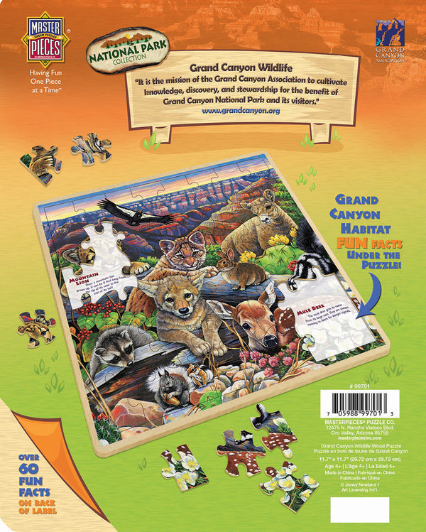 Masterpieces - Wood Fun Facts Grand Canyon Wildlife Jigsaw Puzzle (48 Pieces)