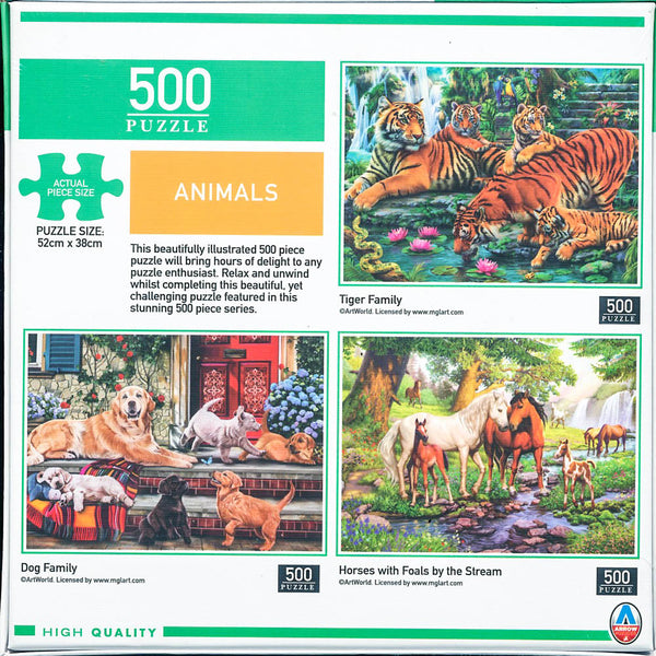 Arrow Puzzles - Animals - Horses with Foals by the Stream - 500 Piece Jigsaw Puzzle