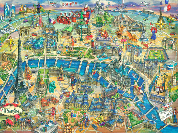 Arrow Puzzles - Addington Series - Paris Illustrated Map - 1000 Pieces