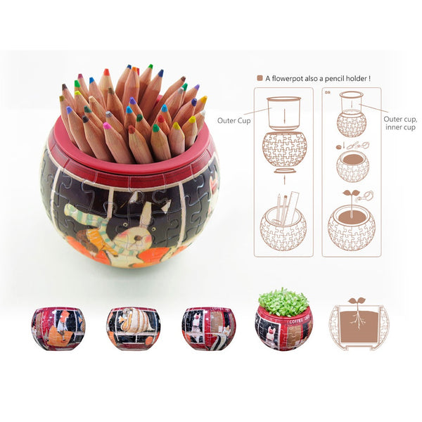 Pintoo - Flowerpot Retro Tiles Jigsaw Puzzle (80 Pieces)