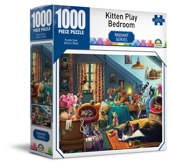 Crown - Radiant Series 2 - Kitten Play Bedroom Jigsaw Puzzle (1000 pieces)