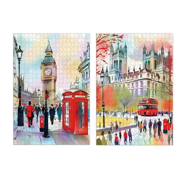 Famous Landmark Water Colour - Lavish London Jigsaw Puzzle Double-Sided (500 Pieces)