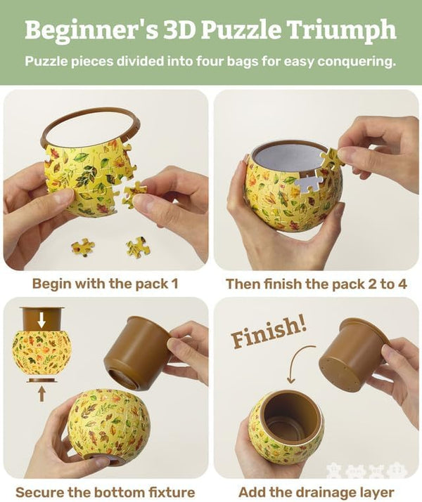 Pintoo - PieceRelax - Flowerpot Retro Tiles 3D Plastic Jigsaw Puzzle (80 Pieces)