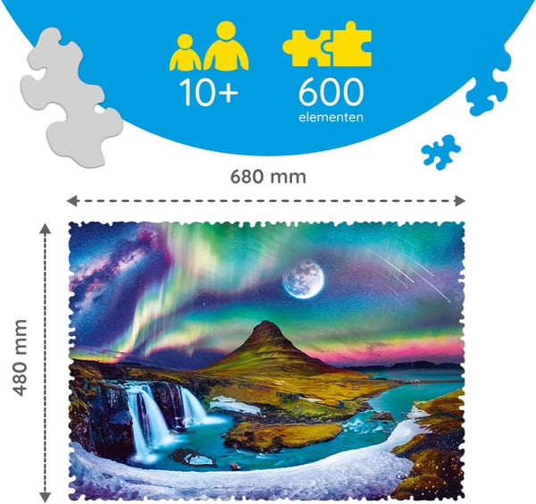 Trefl - Crazy Shapes! Iceland Aurora Jigsaw Puzzle (600 Pieces)