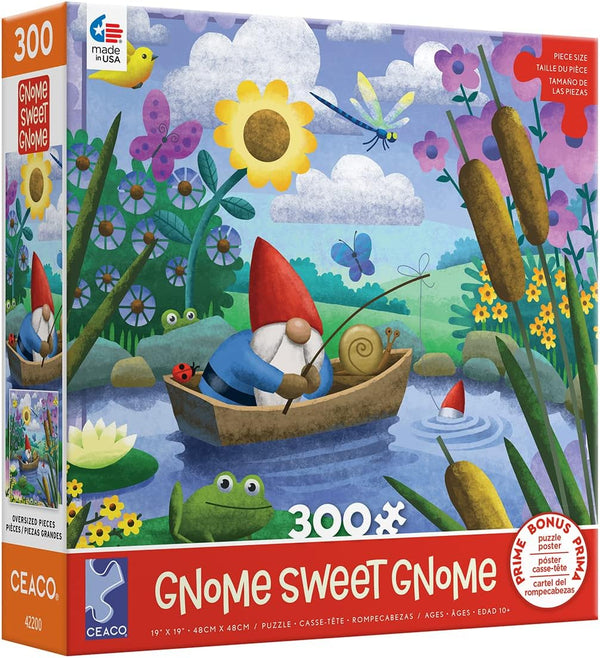 Ceaco - Gnome Sweet Gnome - Gone Fishing - XL by Tim Bowers Jigsaw Puzzle (300 Pieces)