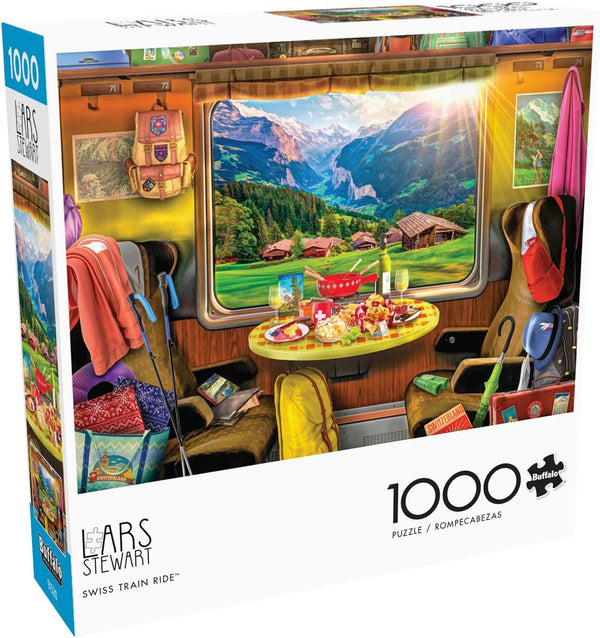 Buffalo Games - Swiss Train Ride by Lars Stewart Jigsaw Puzzle (1000 Pieces)