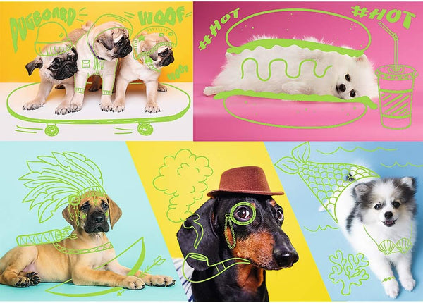 Trefl - Neon Colour Line Dogs Jigsaw Puzzle (1000 Pieces)