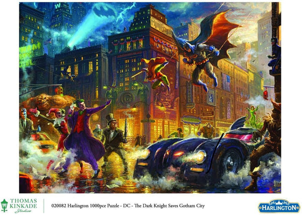 Harlington - DC Comics - The Dark Knight Saves Gotham City by Thomas Kinkade Jigsaw Puzzle (1000 Pieces)