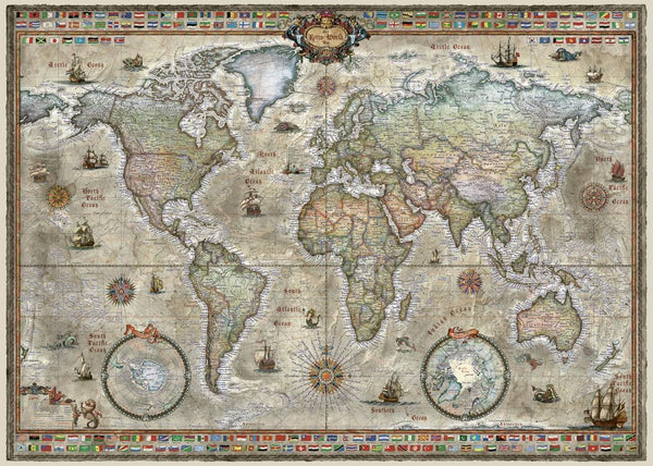 Heye - Map Art, Retro World Jigsaw Puzzle (1000 Pieces)