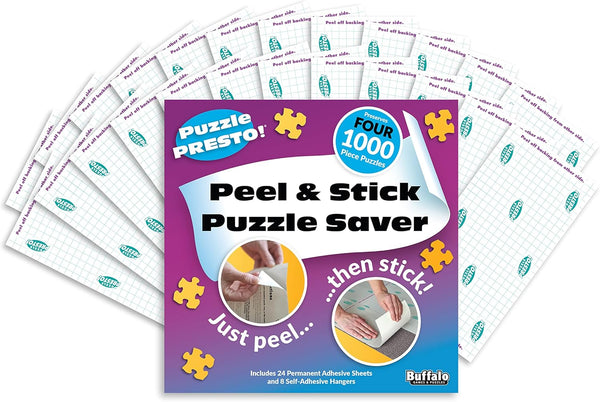 4 x Pack Puzzle Presto! Peel & Stick Puzzle Saver: The Original and Still The Best Way to Preserve Your Finished Puzzle! 24 Adhesive Sheets and 8 Adhesive Hangars