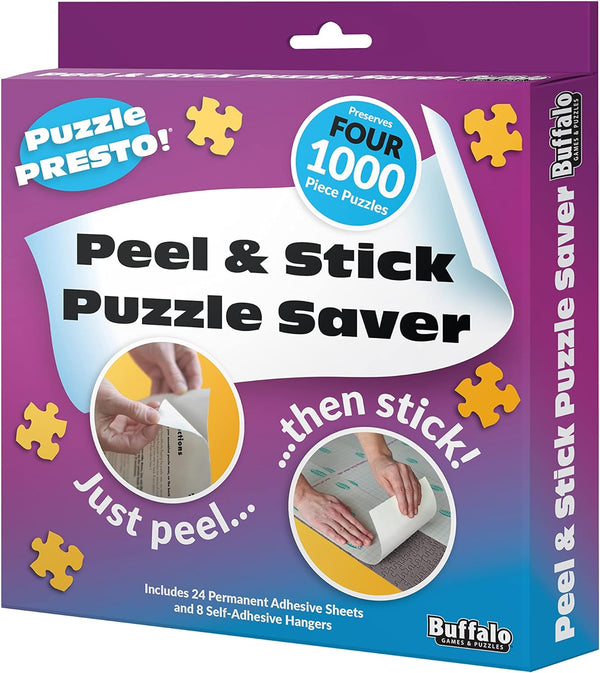 4 x Pack Puzzle Presto! Peel & Stick Puzzle Saver: The Original and Still The Best Way to Preserve Your Finished Puzzle! 24 Adhesive Sheets and 8 Adhesive Hangars