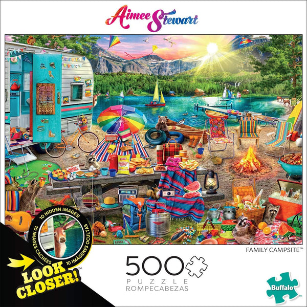 Buffalo Games - Family Campsite with Hidden Images by Aimee Stewart Jigsaw Puzzle (500 Pieces)