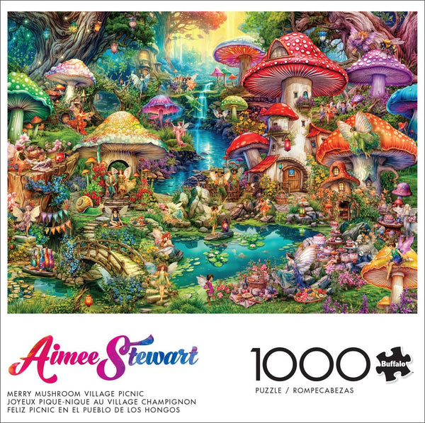 Buffalo Games - Merry Mushroom Village Picnic by Aimee Stewart Jigsaw Puzzle (1000 Pieces)