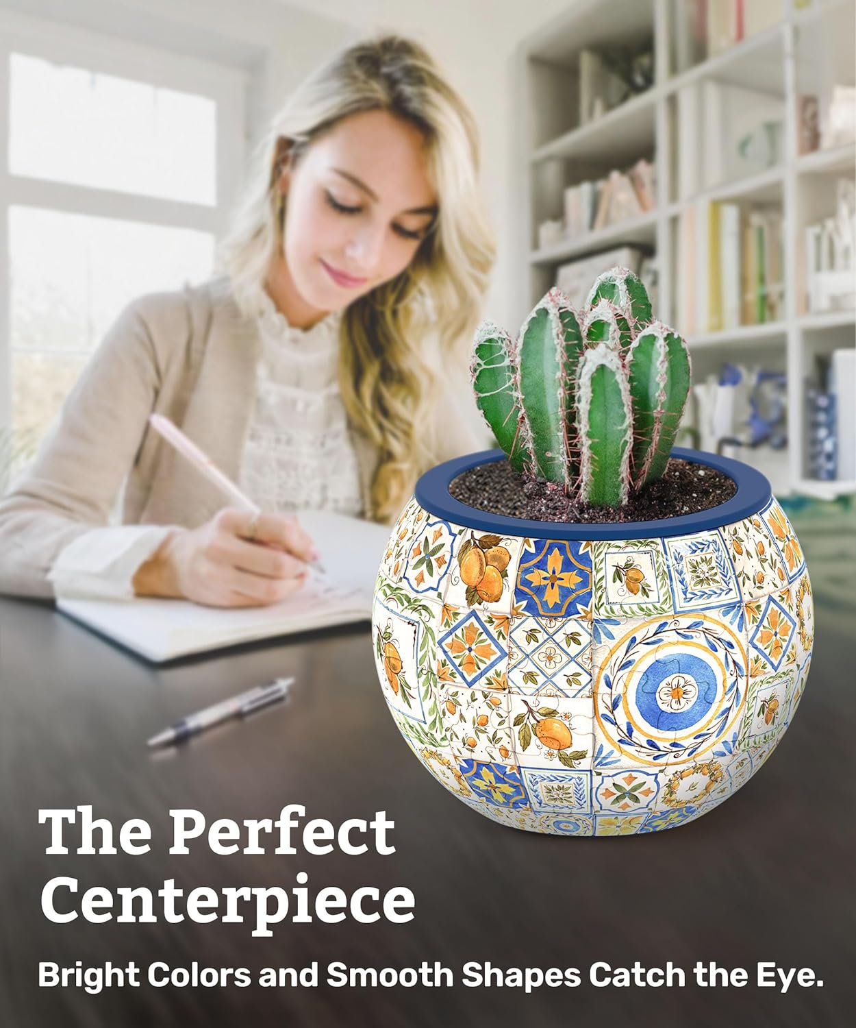 puzzle planter pot Pintoo - PieceRelax - Flowerpot Retro Tiles 3D Plastic Jigsaw Puzzle (