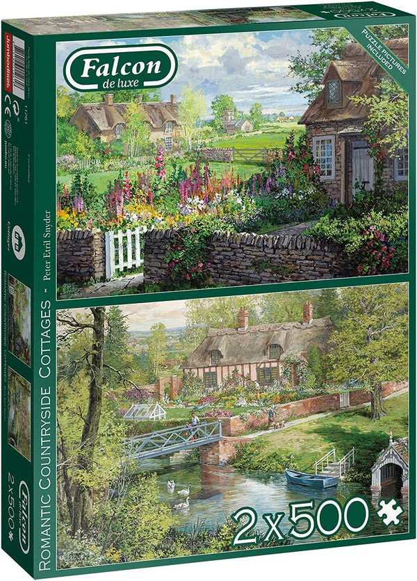 Falcon - Romantic Countryside Cottages 2x500pc Jigsaw Puzzle (1000 Pieces)