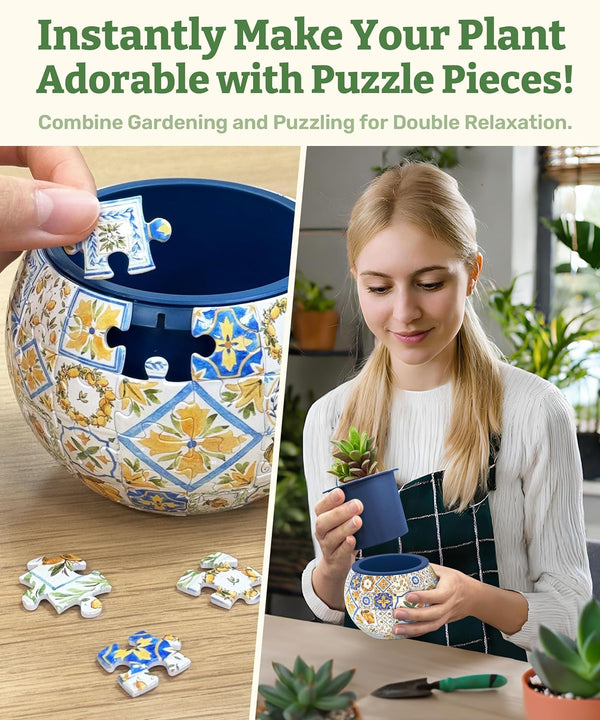 Pintoo - PieceRelax - Flowerpot Retro Tiles 3D Plastic Jigsaw Puzzle (80 Pieces)