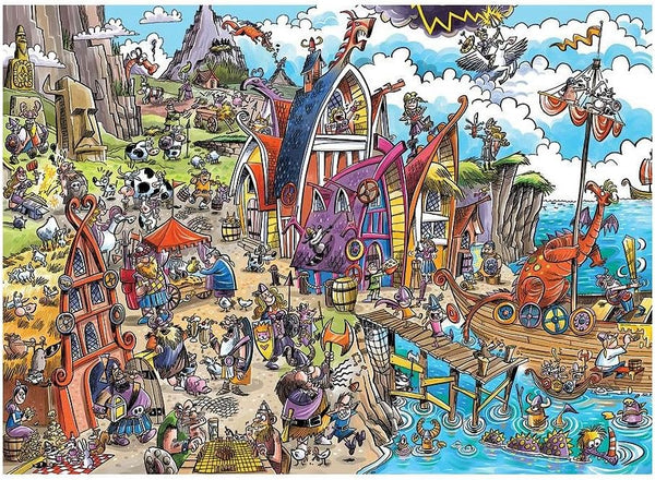 Cobble Hill - Doodletown Viking Village Jigsaw Puzzle (1000 Pieces)