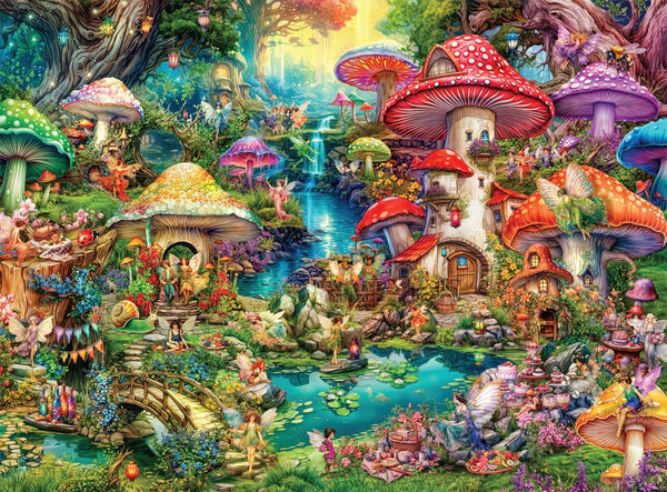 Buffalo Games - Merry Mushroom Village Picnic by Aimee Stewart Jigsaw Puzzle (1000 Pieces)