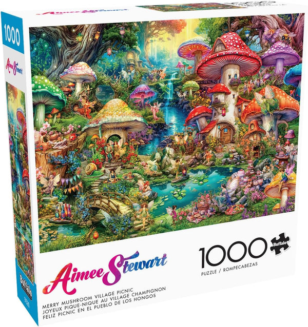 Buffalo Games - Merry Mushroom Village Picnic by Aimee Stewart Jigsaw Puzzle (1000 Pieces)