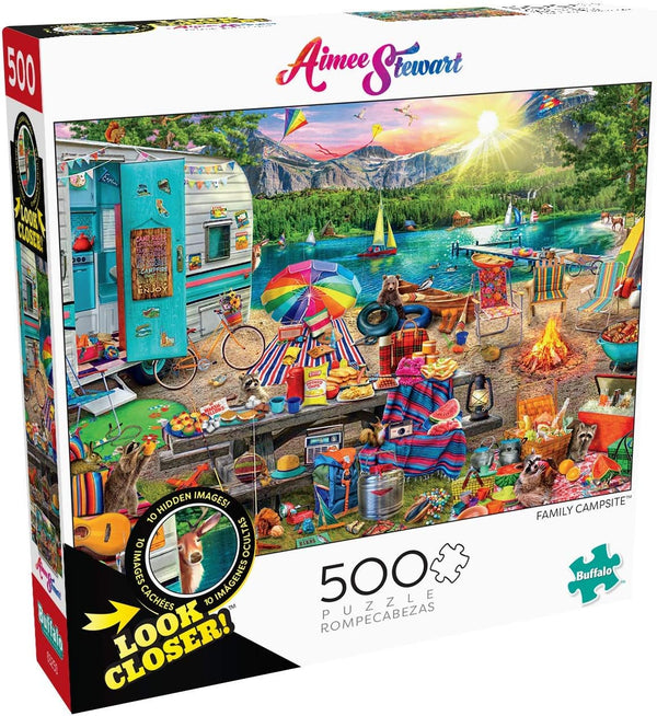 Buffalo Games - Family Campsite with Hidden Images by Aimee Stewart Jigsaw Puzzle (500 Pieces)