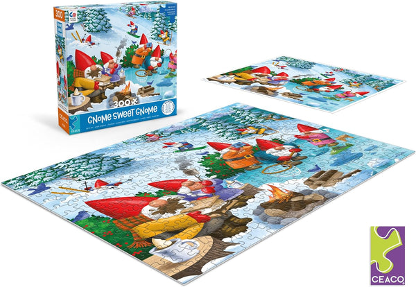 Ceaco - Gnome Sweet Gnome - Winter Fun - XL by Tim Bowers Jigsaw Puzzle (300 Pieces)