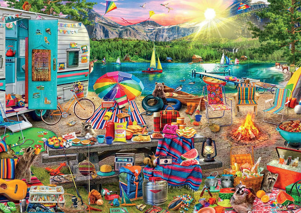 Buffalo Games - Family Campsite with Hidden Images by Aimee Stewart Jigsaw Puzzle (500 Pieces)