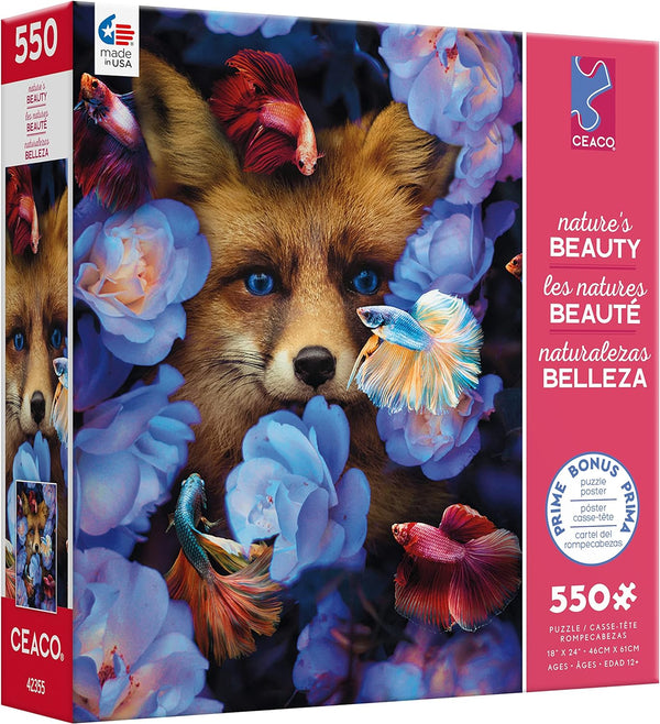 Ceaco - Nature's Beauty - Fox and Fish by Karen Cantu Jigsaw Puzzle (550 Pieces)