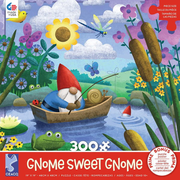 Ceaco - Gnome Sweet Gnome - Gone Fishing - XL by Tim Bowers Jigsaw Puzzle (300 Pieces)