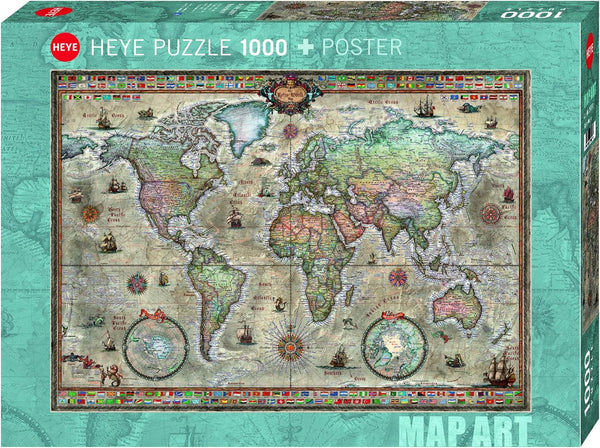 Heye - Map Art, Retro World Jigsaw Puzzle (1000 Pieces)