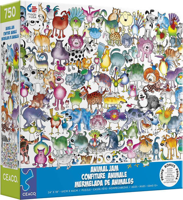 Ceaco - Animal Jam - Cats and Dogs by Lynn Johnston Jigsaw Puzzle (750 Pieces)