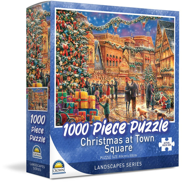 Crown - Landscape Series - Christmas at Town Square by Chuck Pinson Jigsaw Puzzle (1000 Pieces)